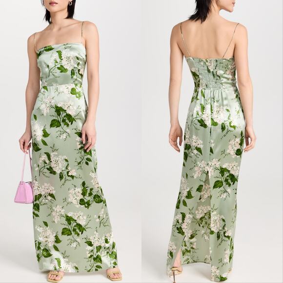 Reformation Frankie Silk Dress Tea Garden - Picture 1 of 5